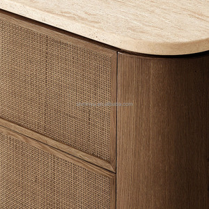 MYHOME 2025 Meuble de chambre à coucher moderne de luxe antique à <span class=keywords><strong>5</strong></span> <span class=keywords><strong>tiroirs</strong></span> en bois de chêne massif avec dessus en travertin pour le salon - Product Image 3