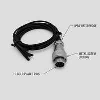 Connecteur mâle 9 broches IP68 étanche, circulaire, métallique, à verrouillage, avec contacts plaqués or, série WS16 pour capteurs