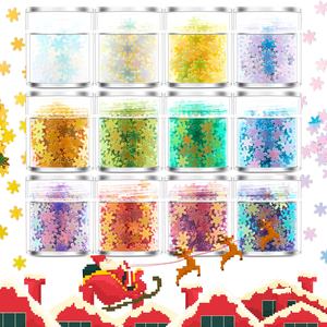 HENGXIN Paillettes cosmétiques de haute qualité 7MM Laser Multicolore Noëls Grands flocons de neige pour charmes d'ongles Slime Filler DIY - Product Image 4