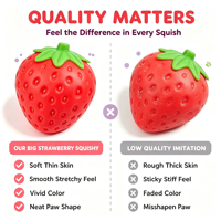 Grand Squishy Fraise en TPR Personnalisé, Vente en Gros, Kawaii, Fruits, Snack, Impression Numérique, Portable, Doux, à Presser, Anti-stress, Cadeaux en Gros