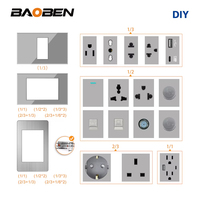 BAOBEN Prise Murale Standard UE Italie avec Interrupteur, Charge Rapide USB Type C, Module de Fonction DIY 4*2 4*4, Gris