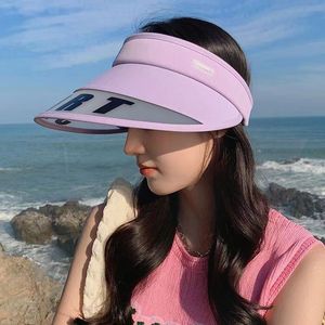 Visera de Sol de Ala Ancha, Color Morado Claro, Poliéster Transpirable, Protección Solar, Sombrero de Playa para Verano, Plegable, Estilo Deportivo - Product Image 1