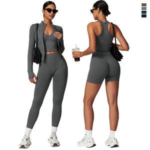 Set di abbigliamento sportivo con Logo personalizzato morbido abbigliamento sportivo 5 pezzi tuta Yoga Fitness palestra - Product Image 1