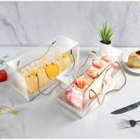 Boîte à Dessert rectangulaire transparente, avec poignée et corde, 1 pièce, boîte-cadeau en plastique pour gâteau, vente en gros