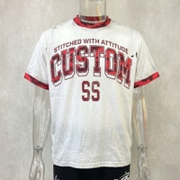 T-shirt personnalisé 100 % coton imprimé DTG, color block, coupe ample et épaisse, délavé au soleil, avec ourlet contrastant, pour homme