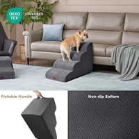 Rampa curva para perros para camas altas, escalones de 4 peldaños para perros y gatos, escalera para mascotas para subir a camas altas, escalón antideslizante y equilibrado para mascotas