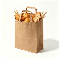 Sac en papier kraft brun recyclable avec poignée plate, personnalisable avec logo, pour supermarché, idéal pour pizza, pain et restauration rapide - Offre Spéciale