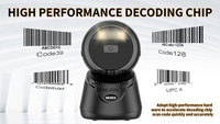 Pemindai Barcode Henex Resolusi Tinggi 1D 2D Handsfree Otomatis USB Berkabel untuk Desktop Pembaca Kode QR Tersedia Garansi 3 Tahun