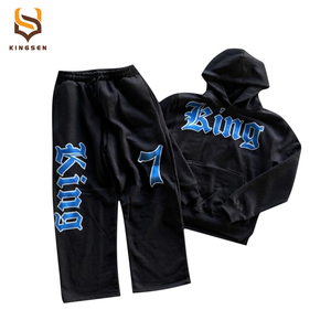 Custom High Quality Distress Acid Wash Hoodie and Sweatpants Set Vintage Tracksuit Sweatsuit <b>Sweat</b> Stack Flare Pant <b>Suit</b> for <b>Men</b> - Product Image 6