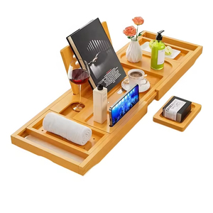 Plateau <span class=keywords><strong>de</strong></span> Bain Premium en Bambou – Accessoire <span class=keywords><strong>de</strong></span> Luxe Extensible pour <span class=keywords><strong>Baignoire</strong></span> – Plateaux <span class=keywords><strong>de</strong></span> Rangement Pliables <span class=keywords><strong>de</strong></span> Haute Qualité pour Vaisselle <span class=keywords><strong>de</strong></span> Salle <span class=keywords><strong>de</strong></span> Bain - Product Image 1