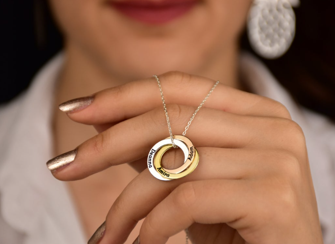 Custom Name Necklace Interlocking Circles Design