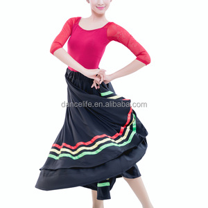A2332 <strong>Full</strong> <strong>Length</strong> Long Black Dance <strong>Skirt</strong> Black Nylon Character Dance <strong>Skirt</strong> Wholesale Girls Character Modern Dance <strong>Skirt</strong> - Product Image 4