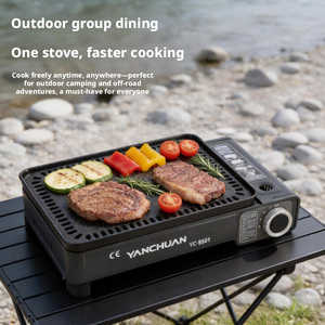 Juego de Cocina Portátil para Acampar al Aire Libre, Estufa de <span class=keywords><strong>Butano</strong></span> Integrada de Alta Potencia con Plancha para Asar, Ideal para Viajes de Barbacoa - Product Image 2