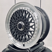 Vente directe REW, faible MOQ, jantes en alliage d'aluminium noir finition usinée, design multi-rayons, jante forgée de haute qualité avec rivets