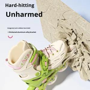 Sepatu Roda Little Champion Warna Kontras Baru untuk Anak-anak dan Dewasa, Pemula, Dua Gesper, Roda Tunggal, Semua Roda Menyala - Product Image 4