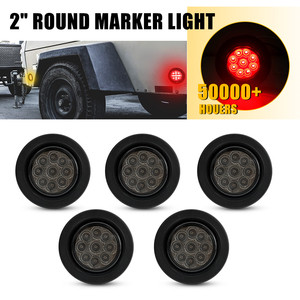 ไฟเลี้ยวข้าง AUXITO ทรงกลม 2 นิ้ว 9 ดวง LED สีแดง พร้อมฝาครอบรมดำ สำหรับรถบรรทุก รถ UTV รถพ่วง รถตู้ จำนวน 5 ชิ้น - Product Image 6