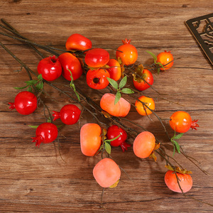 Branches de fruits artificiels de grenade et de kaki pour la décoration intérieure, le salon, les mariages, accessoires floraux artificiels - Product Image 2