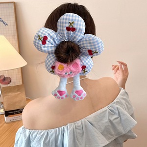 Diadema de esponja con diseño de corazón para niña, coletero lindo para cola de caballo, accesorios de tela para el cabello estilo europeo-americano. - Product Image 2