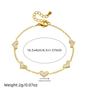 Heart Shape Gold Plated Stainless Steel Necklace Earrings <b>Bracelet</b> <b>Set</b> For Women Gift Jewelry Fashion Accessory - Product Image 4