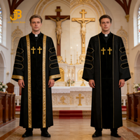 Robe de chœur brodée en gros, uniforme scolaire, robe de graduation doctorale de luxe en velours avec passepoil doré