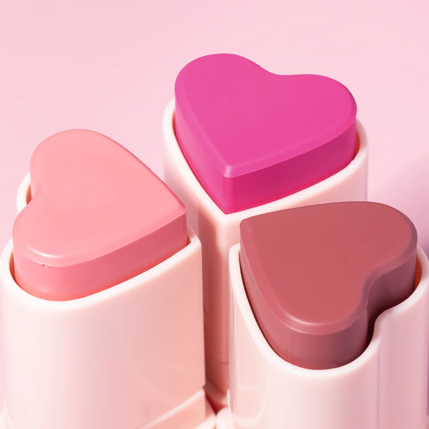 Benutzer definiertes Logo Single Pink Multi chrom Heart Stick Rouge Gesicht Make-up Private Label Hoch pigmentierter Mehrzweck-Creamy Blush Stick