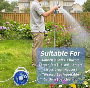 Avvolgitubo da Giardino Leggero e Retrattile con Ugello Spray, Supporto Portatile <span class=keywords><strong>per</strong></span> <span class=keywords><strong>Tubo</strong></span> Resistente <span class=keywords><strong>per</strong></span> Irrigazione Giardino e Lavaggio Auto - Product Image 5