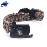Bracelet en paracorde avec couteau, pour le camping, la nature sauvage, la randonnée, les activités de bushcraft, allume-feu