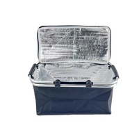 Panier de pique-nique en tissu Oxford bleu grande capacité, multifonctionnel, sac de rangement pour le camping en plein air, pliable et portable