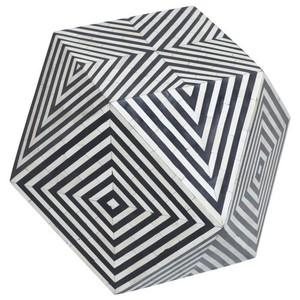 Mesita de noche con incrustaciones de hueso redondo de resina y hueso de madera hecha a mano india en diseño floral mesa auxiliar con incrustaciones de hueso personalizada de la India - Product Image 6