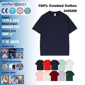 Lujo personalizado 240gsm 100% algodón peso pesado camiseta alta DTG impresión gruesa camiseta - Product Image 1