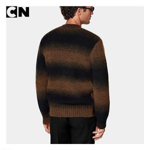 GRS Certification <b>Cardigan</b> Manufacturer Custom Men <b>Vintage</b> New Gradient Striped Mohair Wool Knitted <b>Cardigan</b> Winter Sweater - Product Image 4