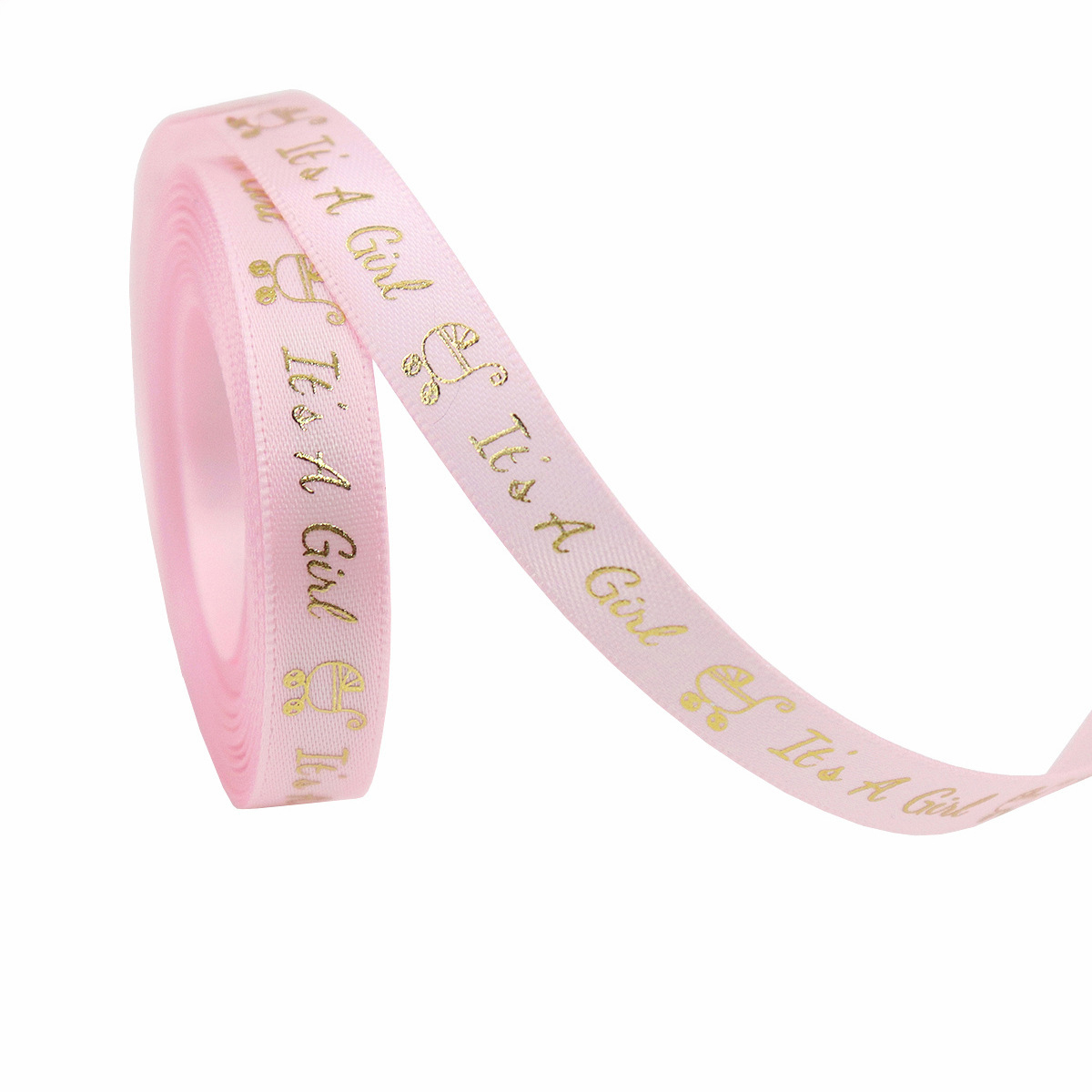 "C'est une fille" Texte-Rose clair-1 cm * 10 mètres