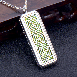 Unisex rettangolare diffusore di olio essenziale collana pendente geometrica alla moda aromaterapia gioielli in acciaio inox per coppie - Product Image 3