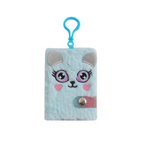 Mini carnet en peluche mignon avec porte-clés, broderie colorée (hibou, ours, papillon, cœur, étoile), carnet de poche moelleux pour enfants, cadeau d'anniversaire
