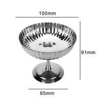 Coupelle à dessert en métal rainuré couleur personnalisée, en acier inoxydable SS304, bol à glace sur pied, coupelle de service pour pudding et gâteau, pour fêtes et événements en extérieur