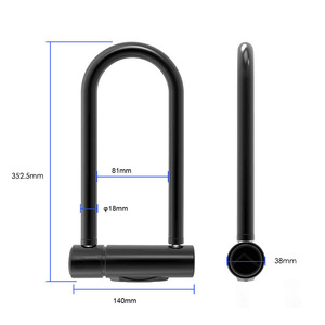 Cerradura en U con huella dactilar para bicicleta, motocicleta, vehículo eléctrico, cerradura inteligente antirrobo, cuerpo de Metal con pasador de 38mm, 140mm de ancho - Product Image 1