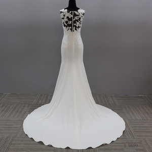 Estilo tela encaje espalda descubierta marroquí sirena crepé vestido <span class=keywords><strong>de</strong></span> <span class=keywords><strong>novia</strong></span> con manga desmontable - Product Image 4