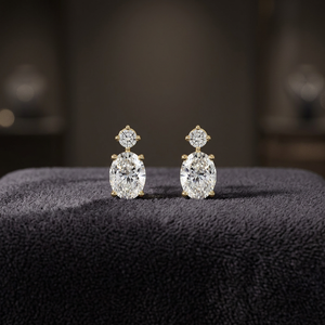 Boucles d'oreilles pendantes EtherStar 2,20 ct ovales et rondes en diamant de laboratoire certifié IGI, plaqué or sur argent, à deux pierres, pour femme - Product Image 3