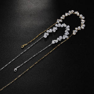 שרשרת רינסטון בצורת לב נשים מסיבות שרשרת קולר אופנתיים שרשרת עצמות אופנתיות - Product Image 4