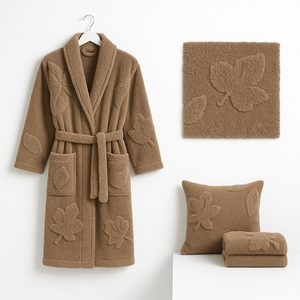 <span class=keywords><strong>Accappatoio</strong></span> da Donna Marrone <span class=keywords><strong>Jacquard</strong></span>, Lussuoso Vestaglia in Maglia Ultra-Morbida in Pile Corallo, Comodo e Rilassante come un Spa - Product Image 2