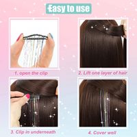 12 extensions cheveux à clipser 24 pouces à paillettes colorées Kit d'accessoires pour cheveux de fée pour femmes filles enfants