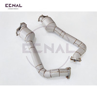 Ecnal pour Porsche 718 GT4 4.0L 2020+ Downpipe catalysé | Tuyau d'échappement catalytique à haut débit en acier inoxydable de 1,5 mm d'épaisseur