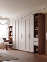 Armoire à portes battantes en placage de bois blanc, style Mid-Century, avec poignée en métal, meubles de chambre à coucher, meubles sur mesure