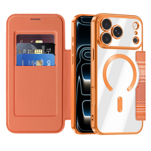 เคสโทรศัพท์แบบพลิกพรีเมียม หนังลายไฟเบอร์ พร้อมฟิล์มกันรอยเลนส์ รองรับการชาร์จแม่เหล็ก สำหรับ iPhone 18 13 14 17 Pro Max 15 16 Plus - Product Image 4