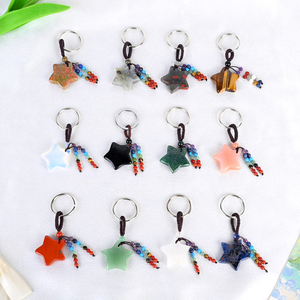 Porte-clés en cristal naturel, bijou fantaisie, pierre de chakra, forme étoile, cadeau - Product Image 1
