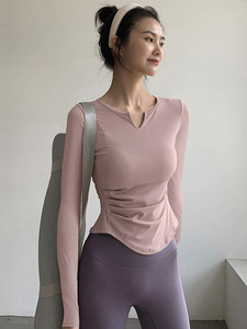 Haut de <span class=keywords><strong>yoga</strong></span> à manches longues pour femme, coupe ajustée, séchage rapide, idéal pour la course matinale et l'entraînement en salle de sport - Product Image 4