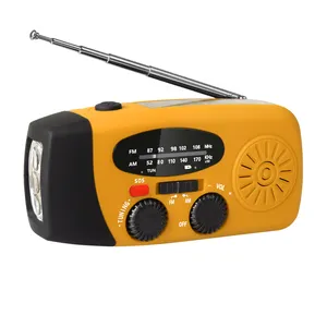 Großhandel netzteil ladegerät radio-Solar Handkurbel Radio 2000mAh Batterie SOS Alarm Aufzieh radio 3 LED Taschenlampe USB Aufladen Power Bank AM FM Wetter radio