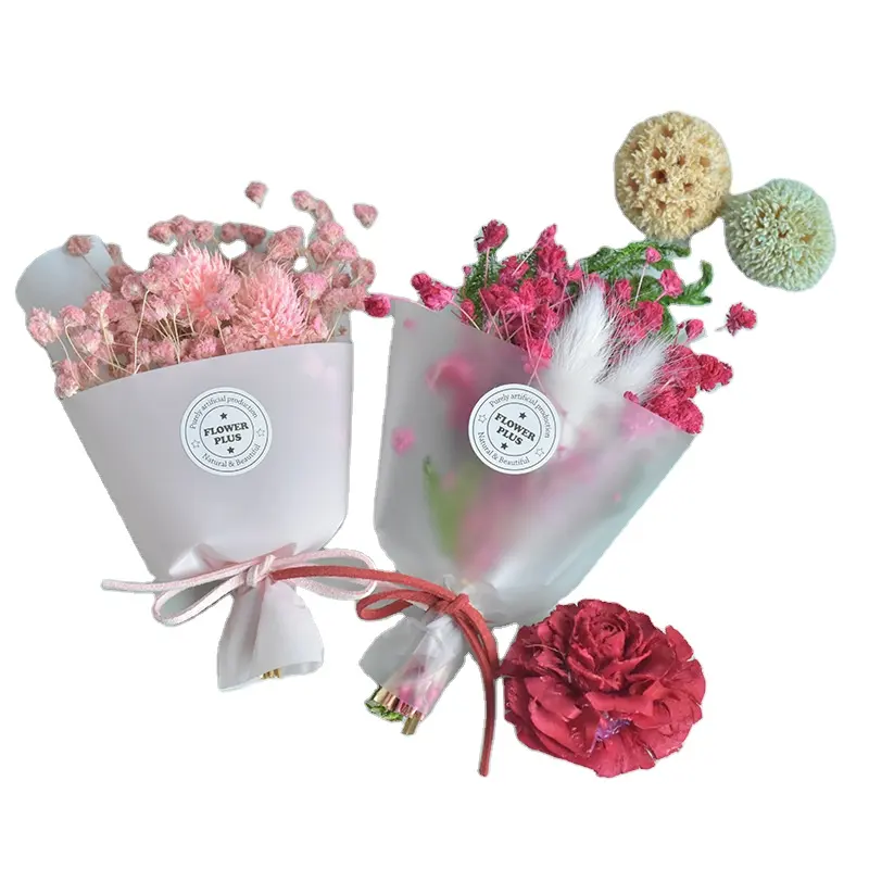 Oem mini buquê de flores secas, de noiva, para casamento, de dama de honra, seco e real, rosa de grama natural