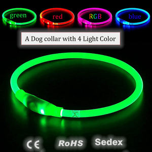 Nuevo modelo luminoso patrón sólido ecológico recargable IPX7 impermeable LED <span class=keywords><strong>collar</strong></span> de perro tipo C Puerto ABS + Material de <span class=keywords><strong>TPU</strong></span> 4 colores - Product Image 1