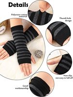 Gants unisexes d'hiver chauds sans doigts en polyester/coton, 4 paires, avec trou pour le pouce, pour la plage